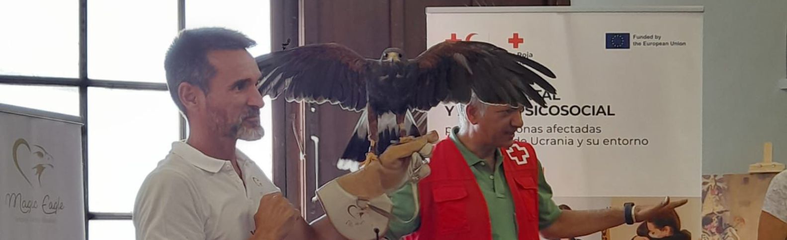 Una actividad terapéutica con aves rapaces